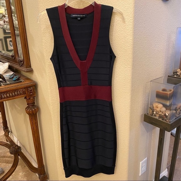 French Connection Dresses & Skirts - FRENCH CONNECTION Burgundy Navy Bandage Dress-2